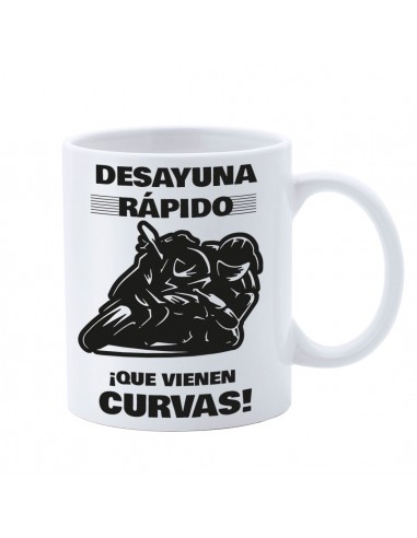 Taza motera personalizada - Desayuna que vienen curvas