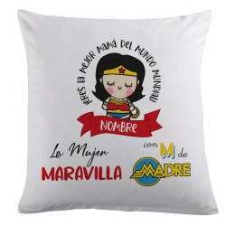 Cojín la mejor mamá del mundo. La mujer maravilla