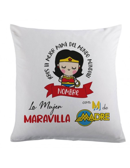Cojín la mejor mamá del mundo. La mujer maravilla